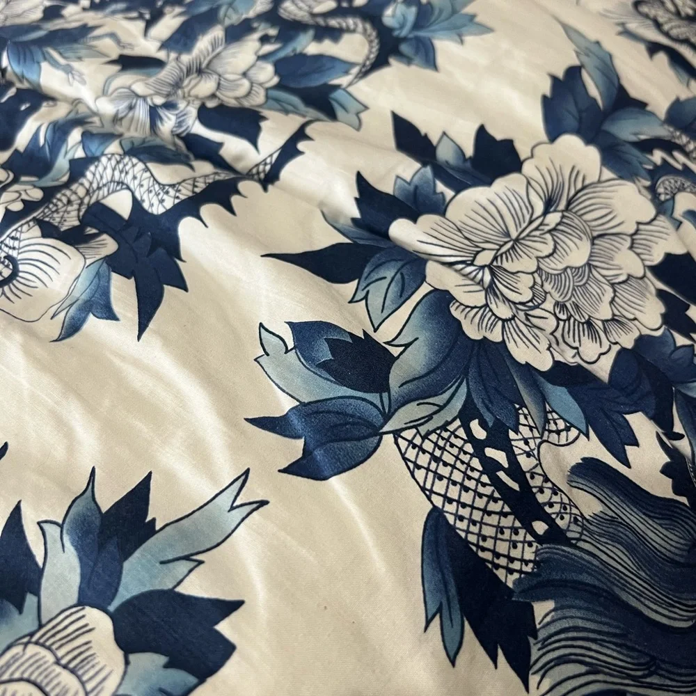 Ralph Lauren Blue and White Floral Dragon  Comforter